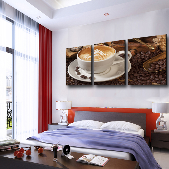 3 panel coffee wall art picture modern painting canvas home decoration living room canvas print--large canvas art unframed