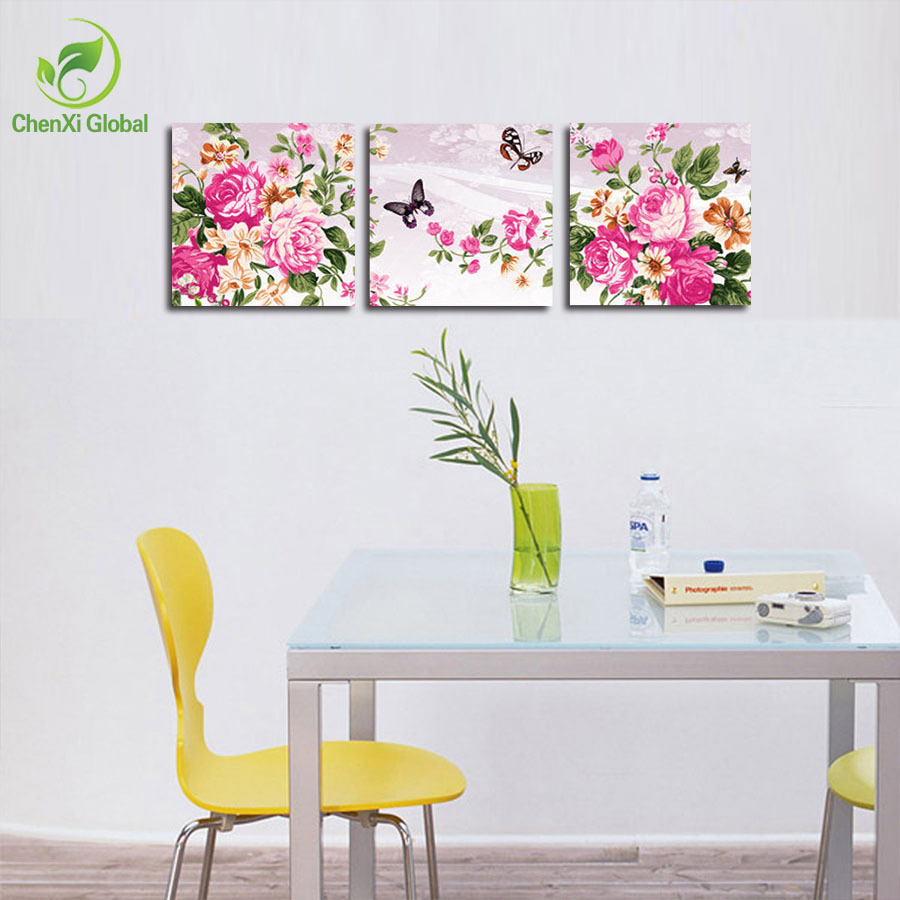 3 panels artwork modern home decoration wall paintings peony flower painting landscape oil painting print on canvas home decor