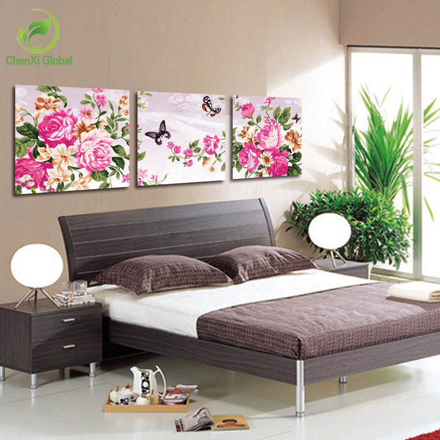 3 panels artwork modern home decoration wall paintings peony flower painting landscape oil painting print on canvas home decor