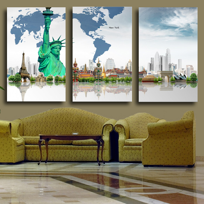 3 pcs famous wrold architecture art picture modern painting canvas home decoration living room canvas print canvas art unframed