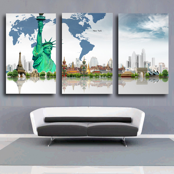 3 pcs famous wrold architecture art picture modern painting canvas home decoration living room canvas print canvas art unframed