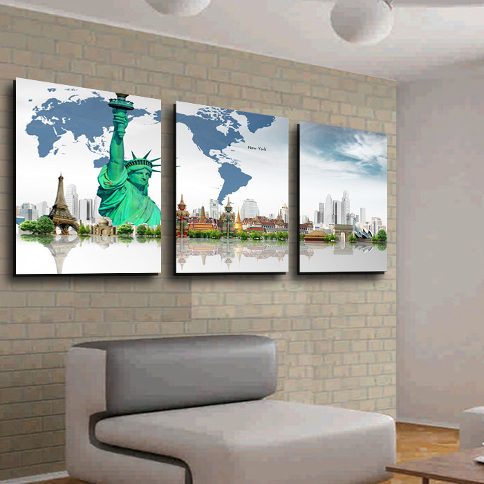 3 pcs famous wrold architecture art picture modern painting canvas home decoration living room canvas print canvas art unframed