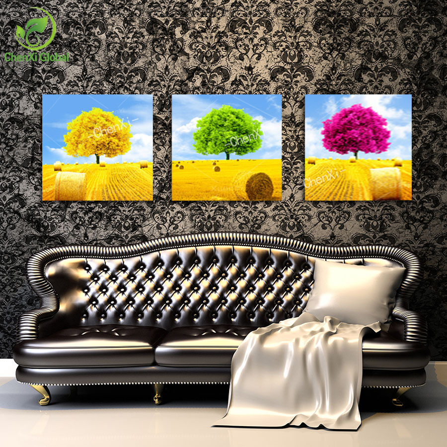 3 piece wall art life tree landscape oil paintings modern picture canvas wall art for living room print on canvas(no frame)