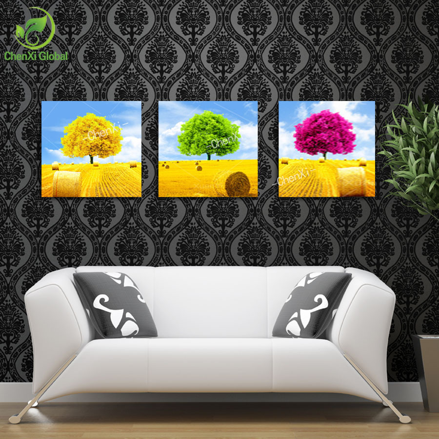 3 piece wall art life tree landscape oil paintings modern picture canvas wall art for living room print on canvas(no frame)