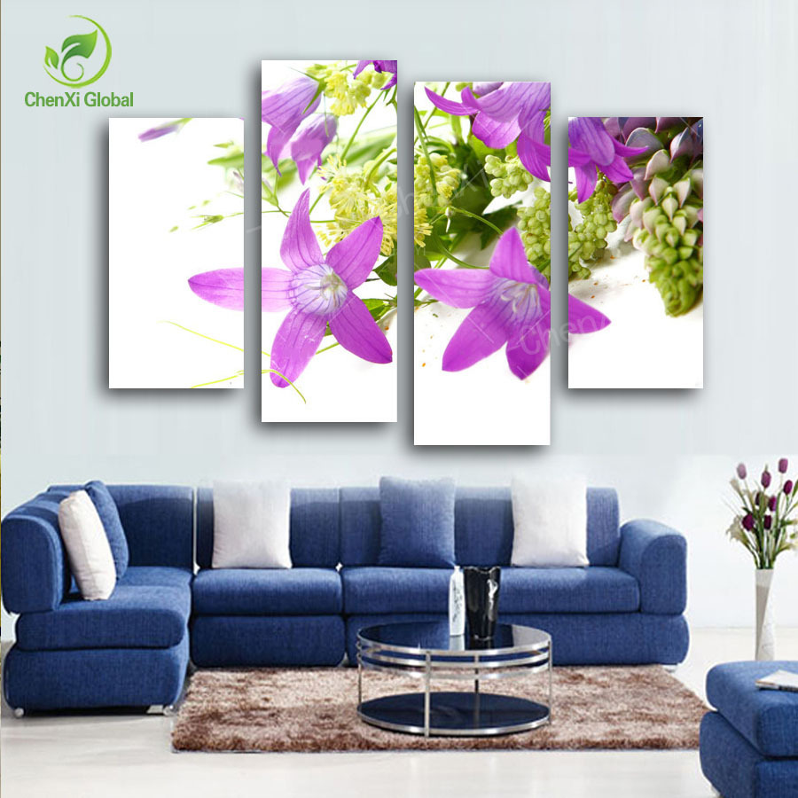 4 panel modern wall painting flower pictures cuadros decaracion canvas wall art for living room prints type unframed wedding