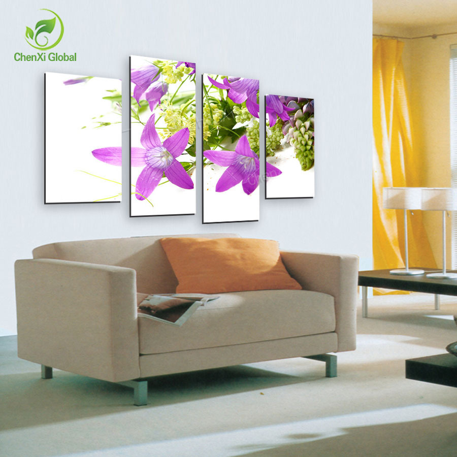 4 panel modern wall painting flower pictures cuadros decaracion canvas wall art for living room prints type unframed wedding