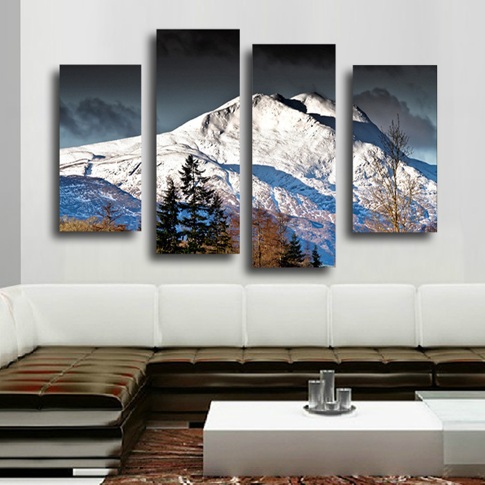 4 pcs canvas wall paintings snow mountain wedding decoration decorative oil painting canvas prints for bedroom without frame