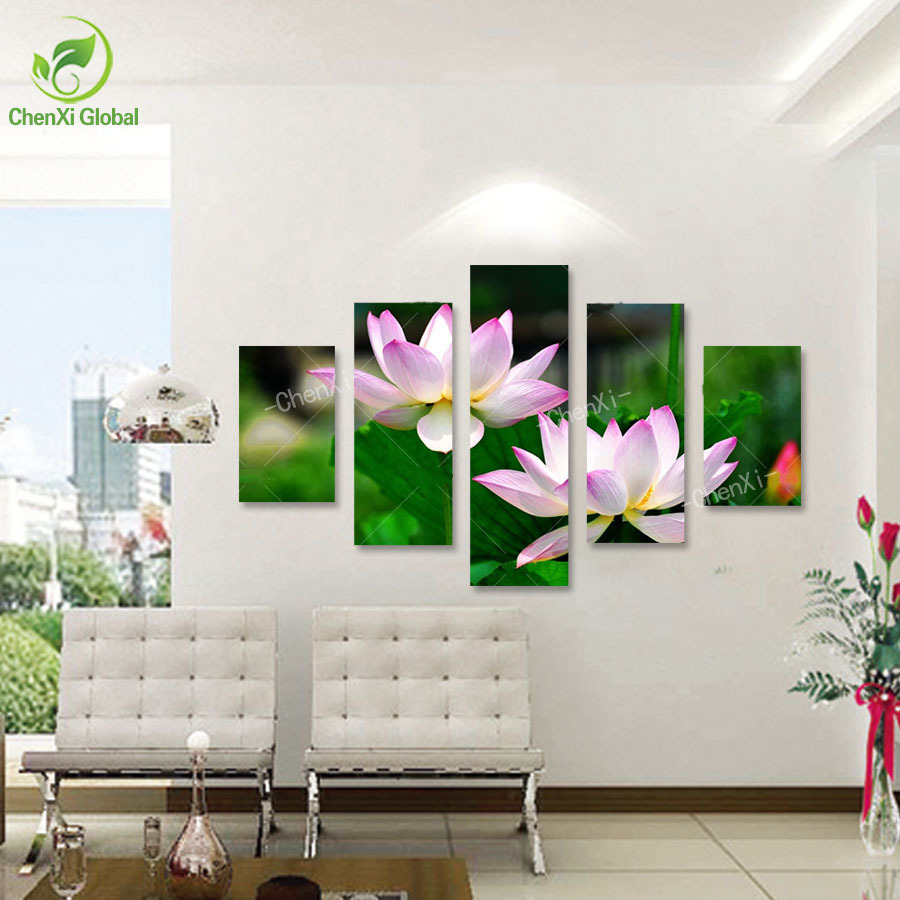 5 panel flower painting canvas cuadros decoracion canvas art wall pictures home decor for living room prints unframed wedding