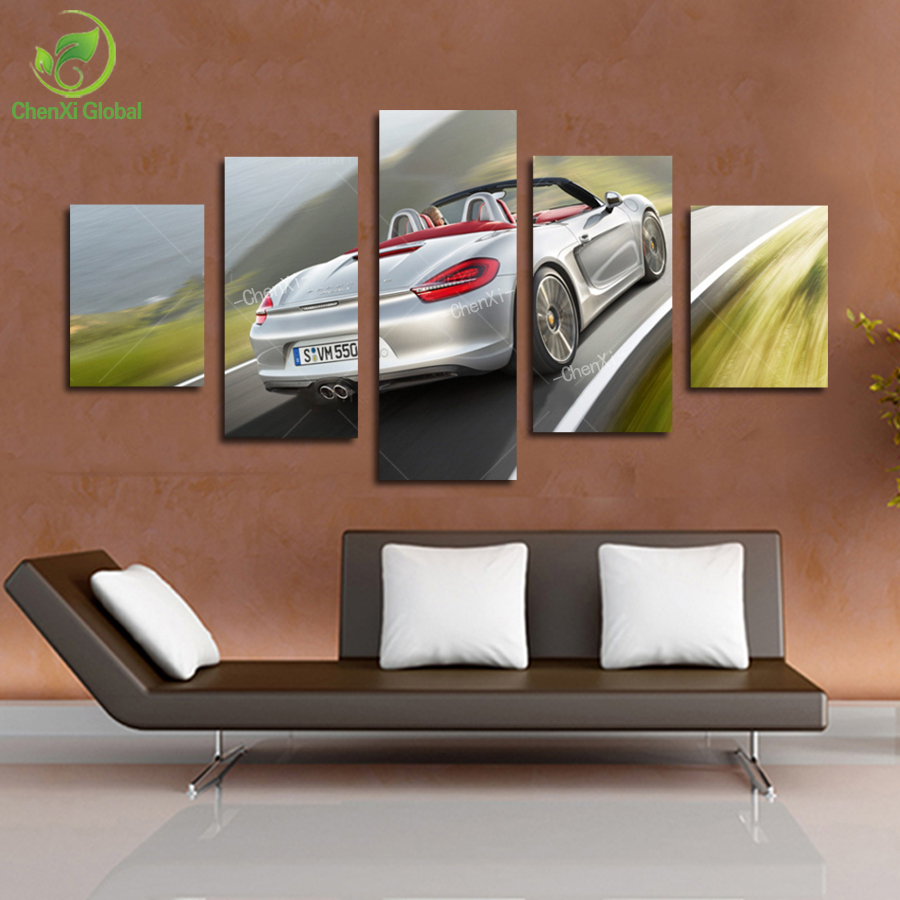 5 panel modern printed luxury car picture oil painting cuadros decoracion canvas wall art home decor for bed room unframed