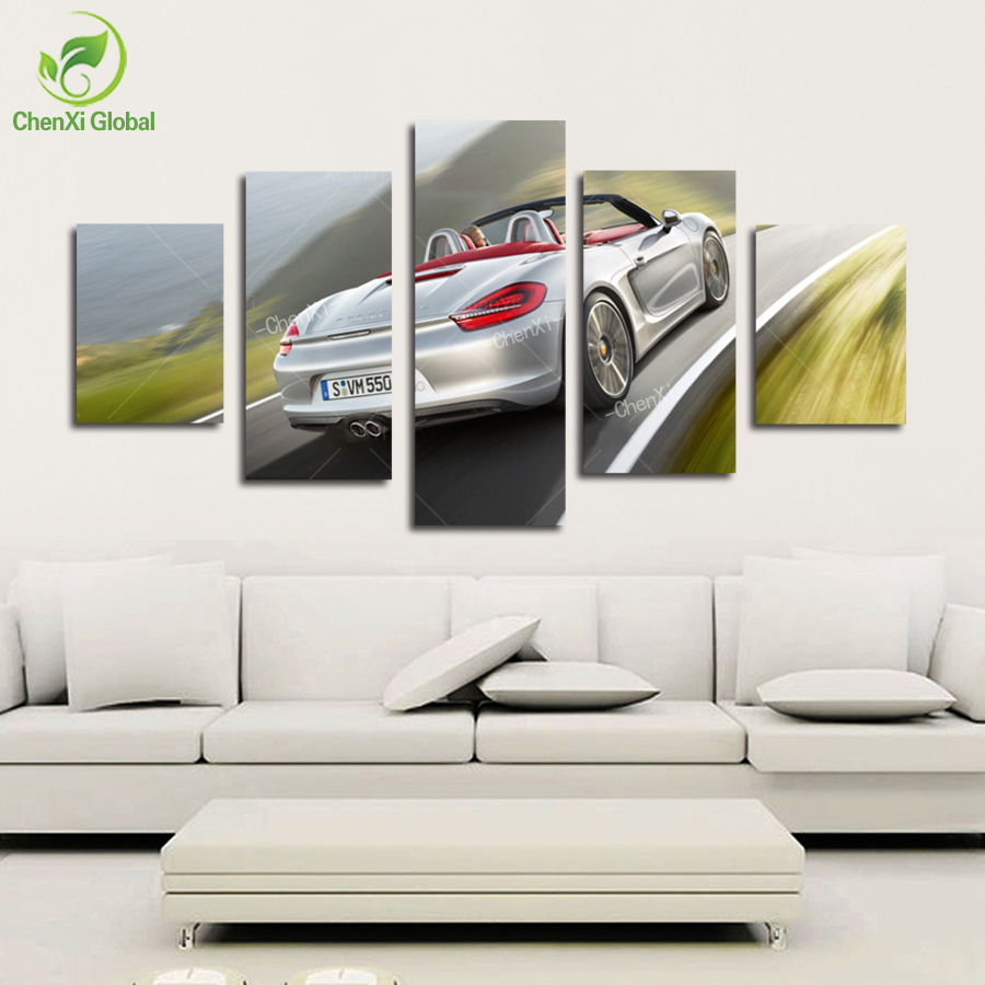 5 panel modern printed luxury car picture oil painting cuadros decoracion canvas wall art home decor for bed room unframed