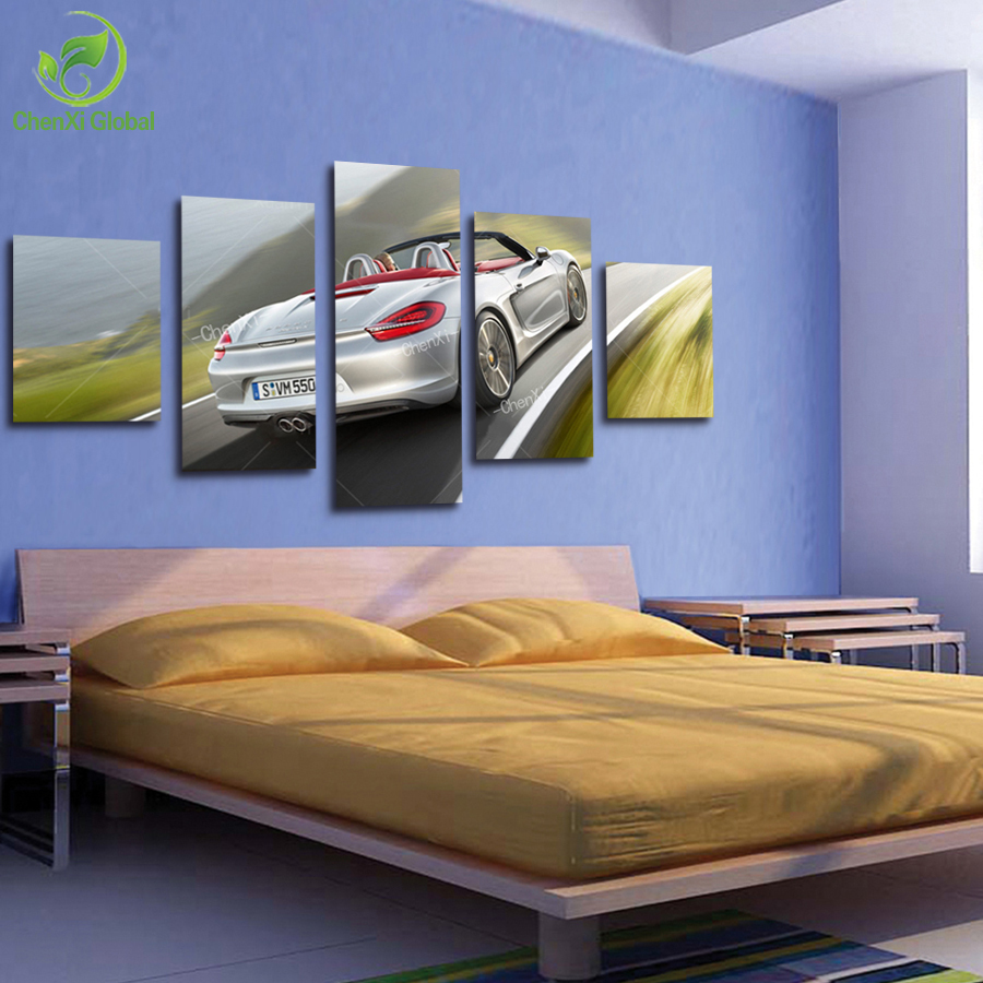 5 panel modern printed luxury car picture oil painting cuadros decoracion canvas wall art home decor for bed room unframed