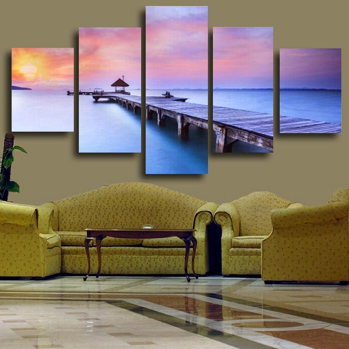 5 piece sunset seascape blue seawater modern wall wedding art hd picture canvas print painting for living room decor unframed