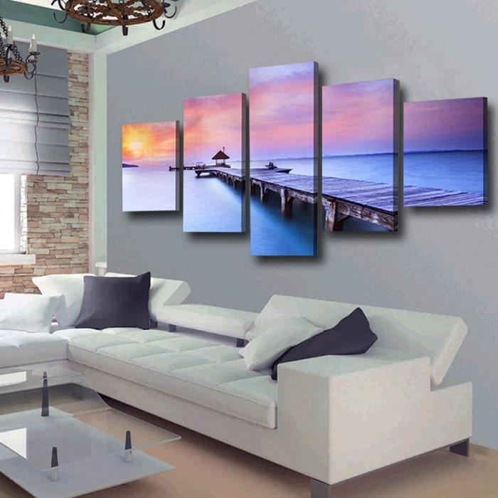 5 piece sunset seascape blue seawater modern wall wedding art hd picture canvas print painting for living room decor unframed