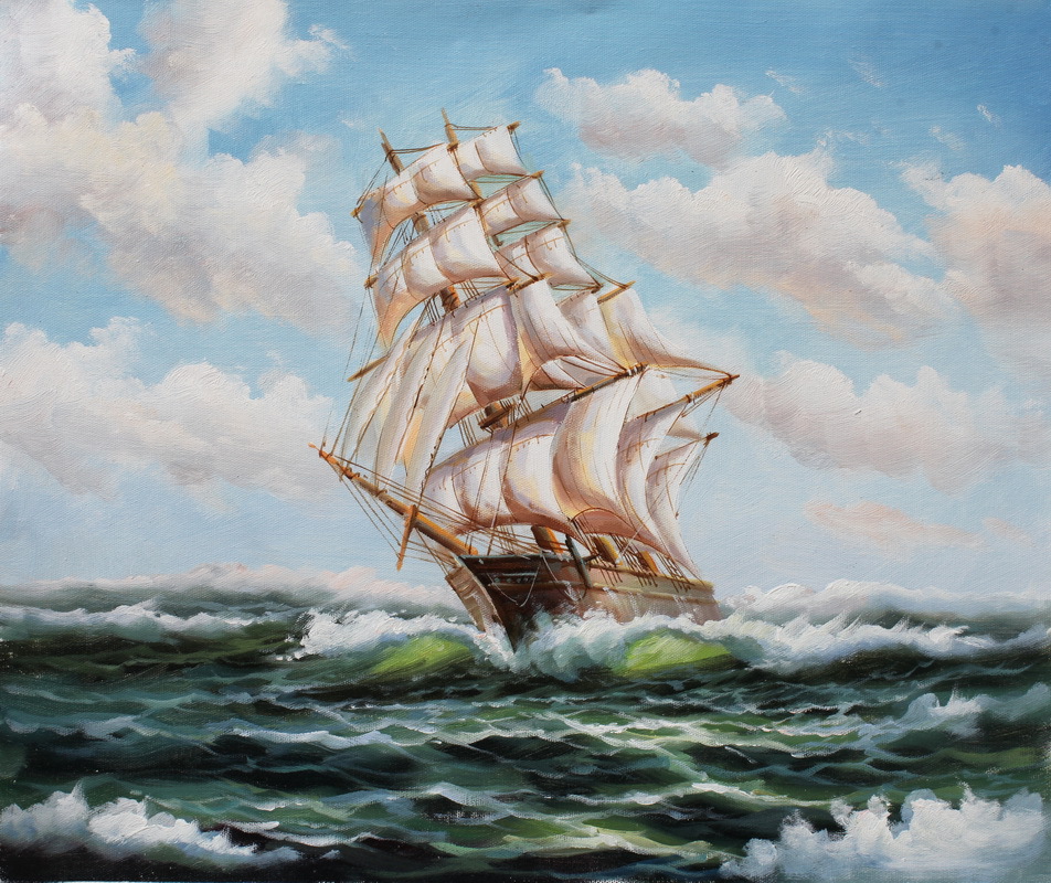 fast boat and ocean oil painting hand painted oil painting on canvas home decorative art picture home decorative