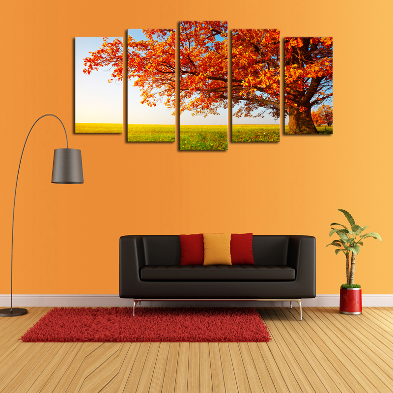 luxry 5 unframed pane the red trees hd painting canvas wall art picture home decoration living room decoration canvas print mode