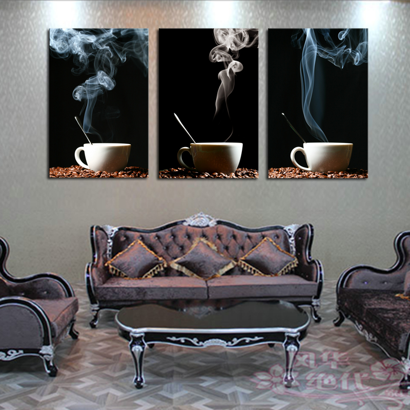 luxry unframed 3 panel coffee wall art picture modern painting canvas home decoration living room canvas print--large canvas art