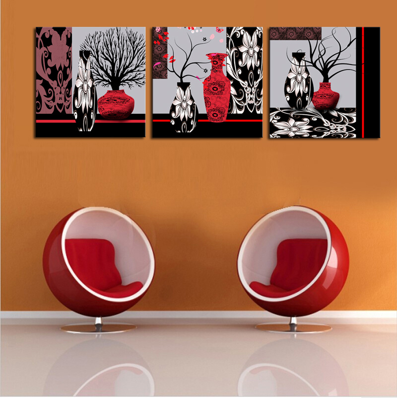 luxry unframed 3 panels abstract trees vase picture art hd canvas print painting artwork decorative painting for living room