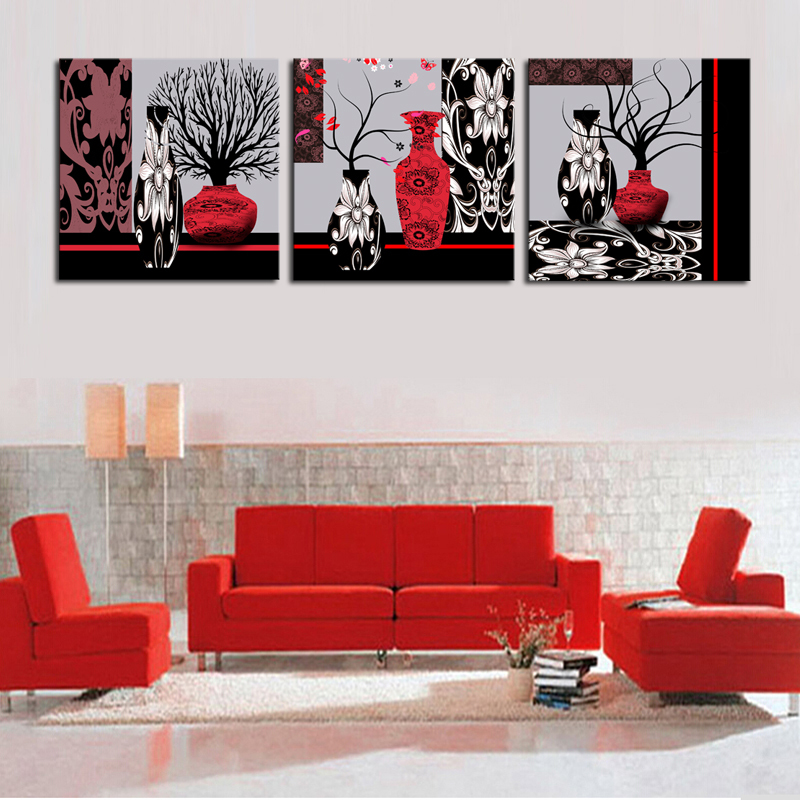 luxry unframed 3 panels abstract trees vase picture art hd canvas print painting artwork decorative painting for living room