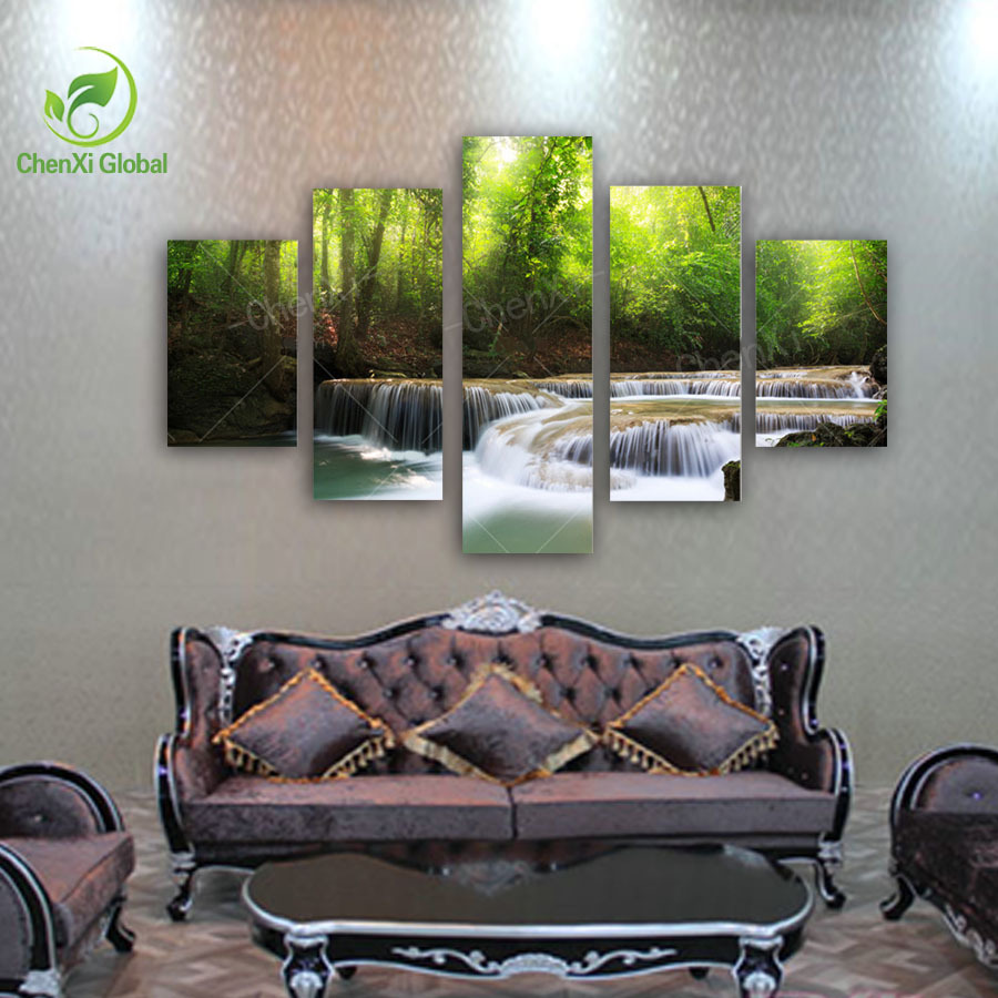 modern multi combination forest river painting pictures cuadros canvas art landscape paintings for bed room unframed pr1051