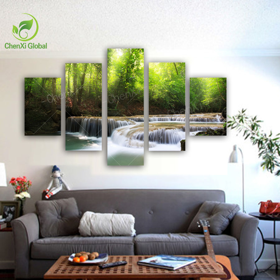 modern multi combination forest river painting pictures cuadros canvas art landscape paintings for bed room unframed pr1051