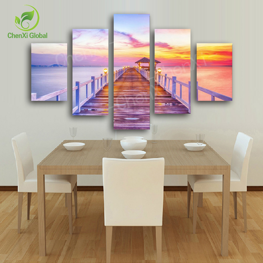 multi combination modern sea beach bridge oil painting seascape cuadros home wall picture for living room printed unframed