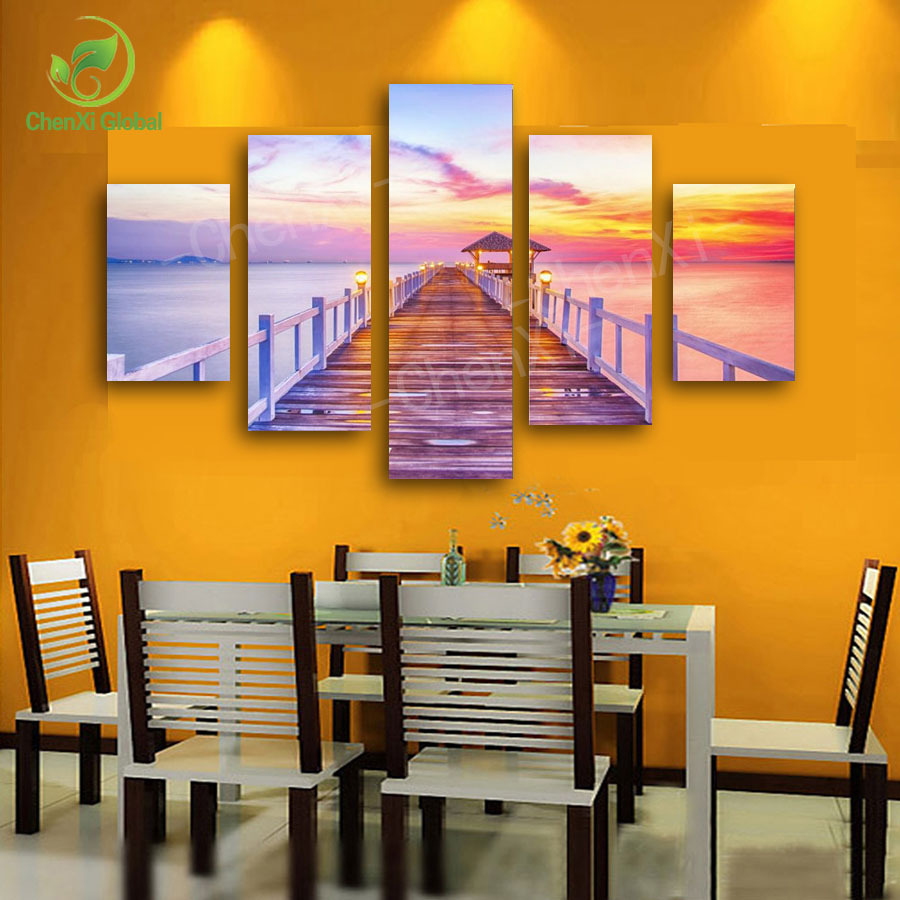 multi combination modern sea beach bridge oil painting seascape cuadros home wall picture for living room printed unframed