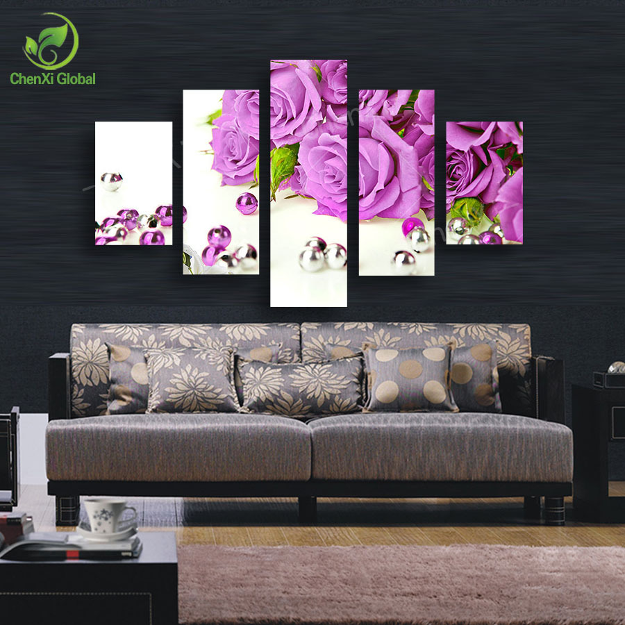 purple rose flower painting canvas art cuadros flower wall picture for living room prints on canvas unframed wedding