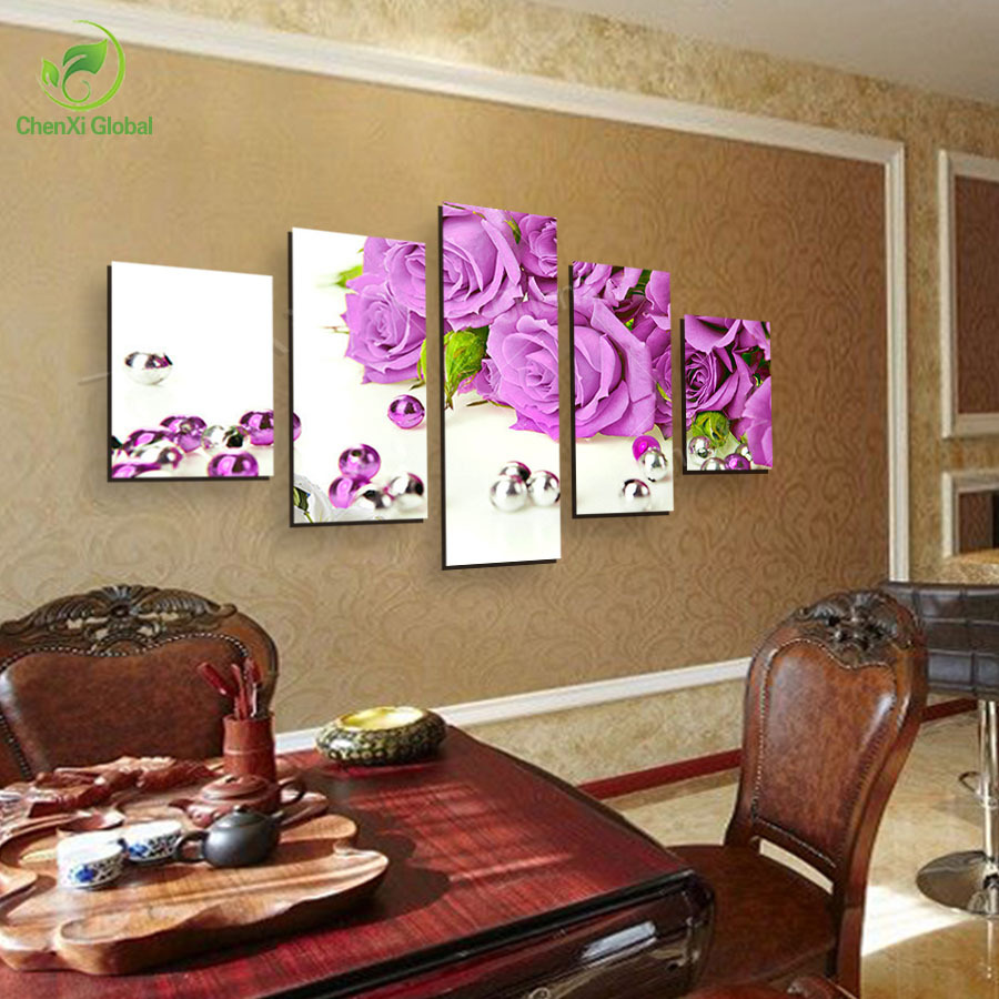 purple rose flower painting canvas art cuadros flower wall picture for living room prints on canvas unframed wedding