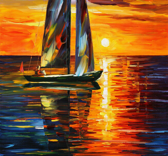 sunshine and boat abstract oil painting printed painting oil painting on canvas home decorative