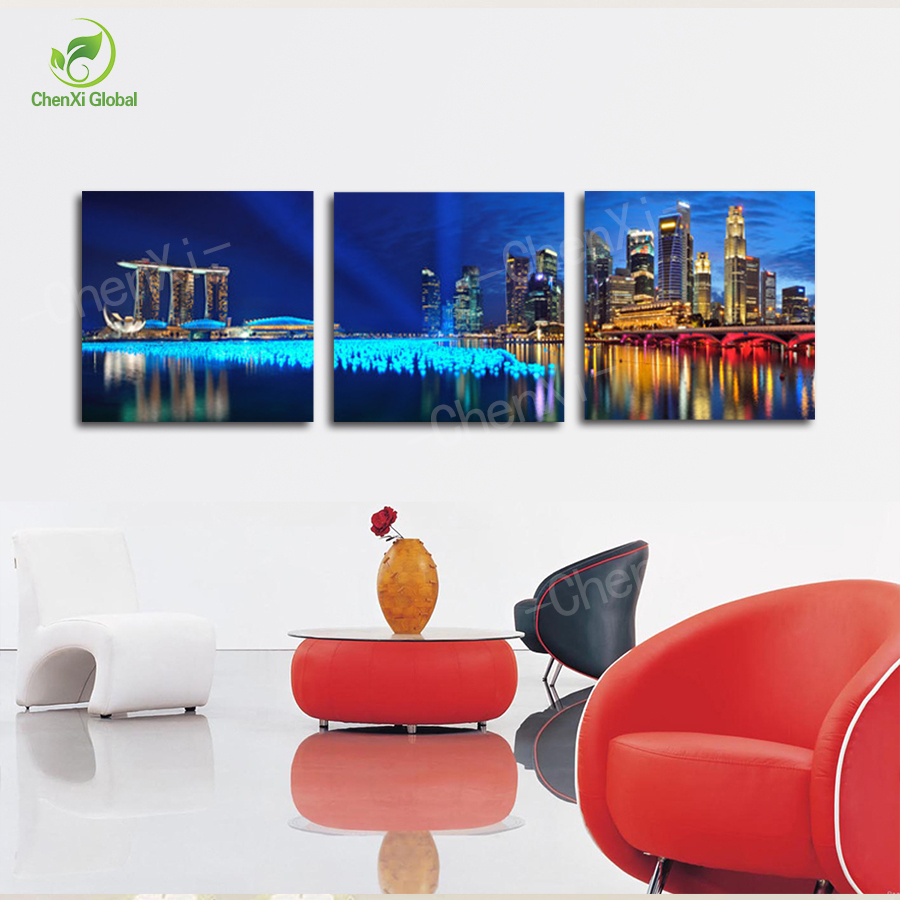 unframed 3 piece the city at night modern home wall decor canvas picture art hd print painting on canvas artworks.