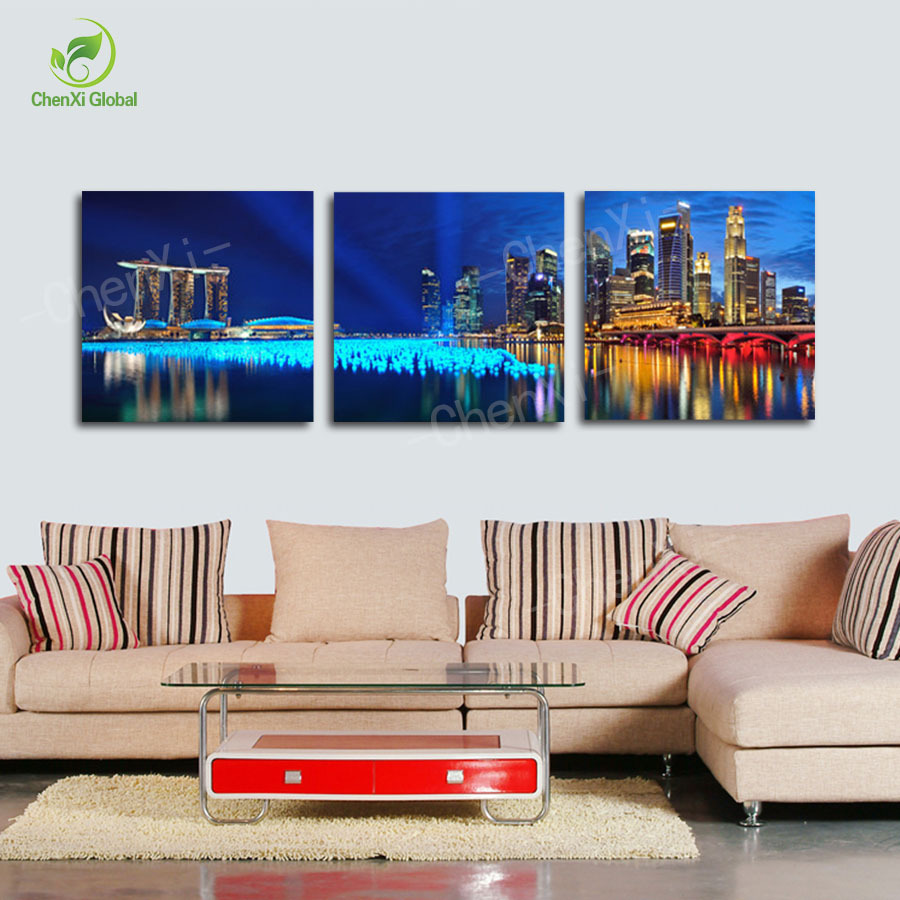 unframed 3 piece the city at night modern home wall decor canvas picture art hd print painting on canvas artworks.