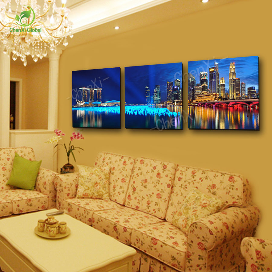 unframed 3 piece the city at night modern home wall decor canvas picture art hd print painting on canvas artworks.