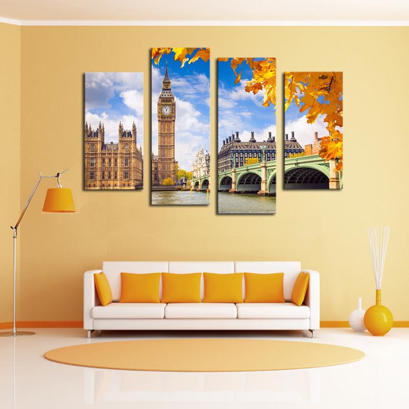 unframed 4 pcs classical building landscape wall art picture home decoration for living room canvas print painting