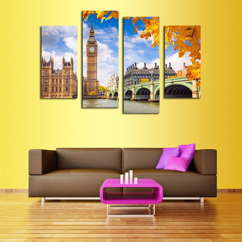 unframed 4 pcs classical building landscape wall art picture home decoration for living room canvas print painting