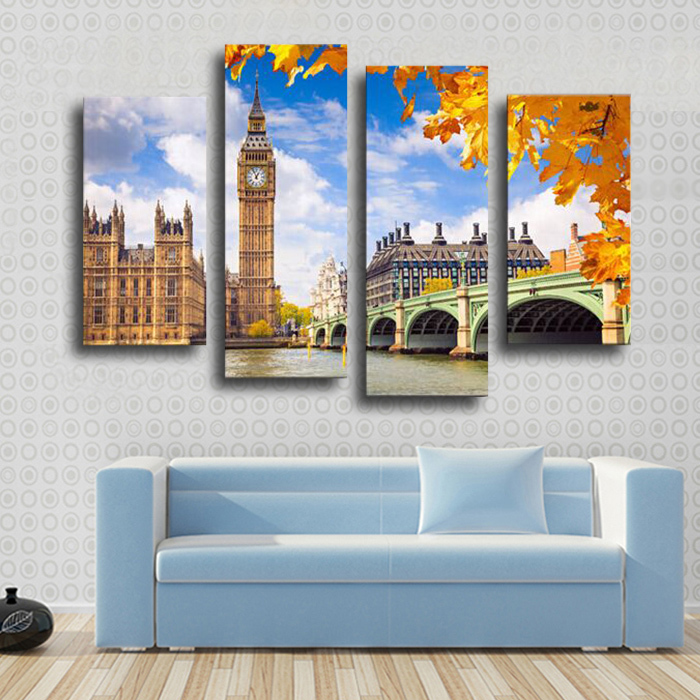 unframed 4 pcs classical building landscape wall art picture home decoration for living room canvas print painting