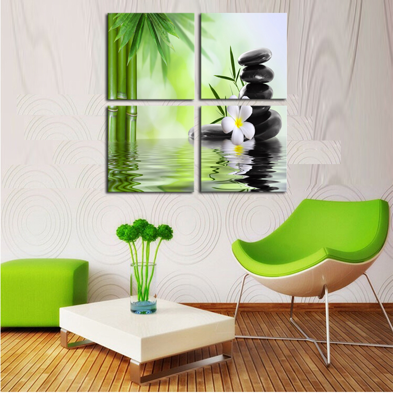 unframed 4 piece bamboo stone scenery modern home wall decor canvas picture art hd print painting on canvas for home decor