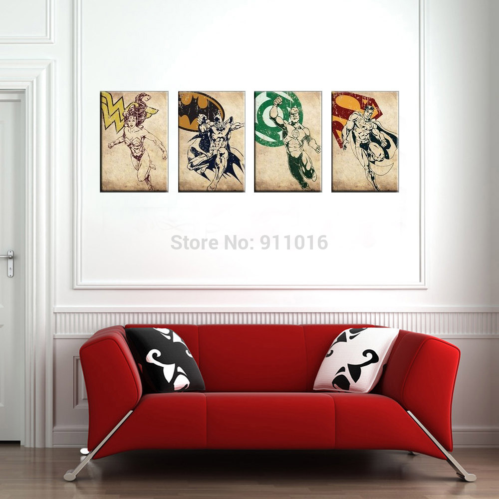 4pcs cartoon painting hand painted abstract wall paintings home decor modern oil painting on canvas pictures for living room