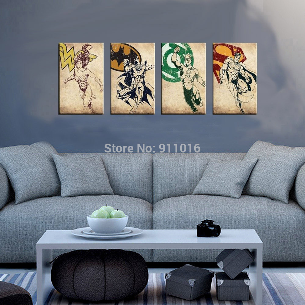 4pcs cartoon painting hand painted abstract wall paintings home decor modern oil painting on canvas pictures for living room