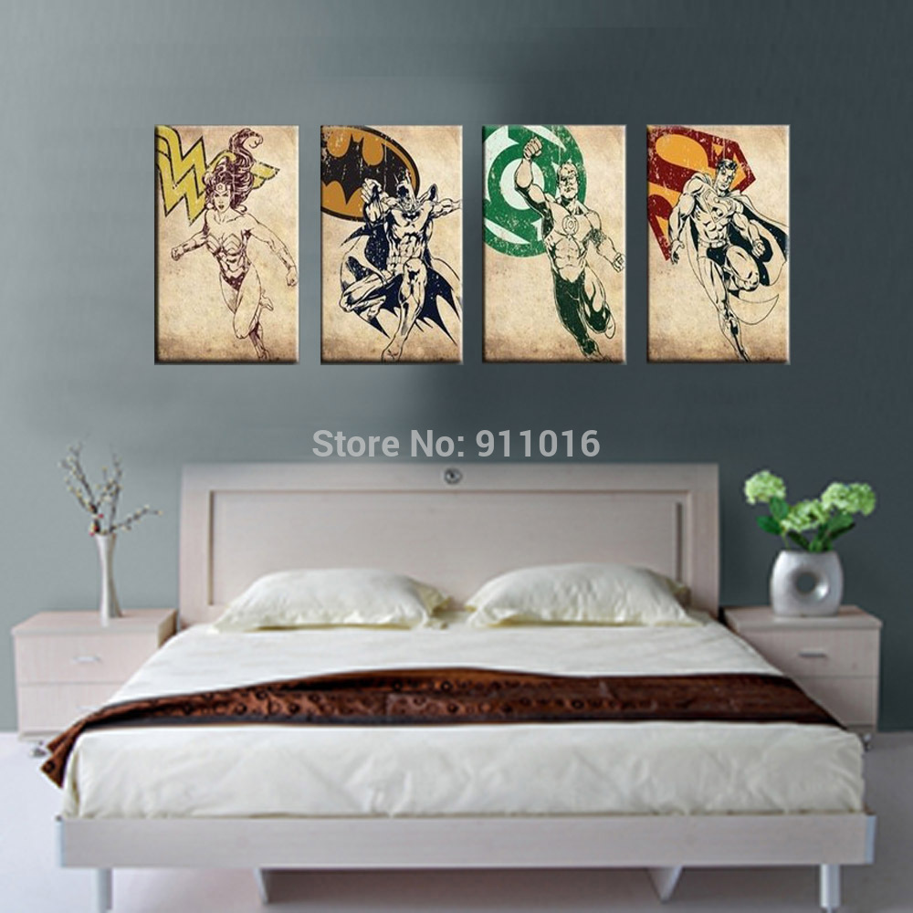 4pcs cartoon painting hand painted abstract wall paintings home decor modern oil painting on canvas pictures for living room