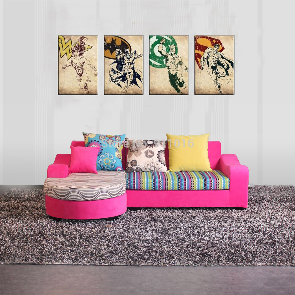 4pcs cartoon painting hand painted abstract wall paintings home decor modern oil painting on canvas pictures for living room