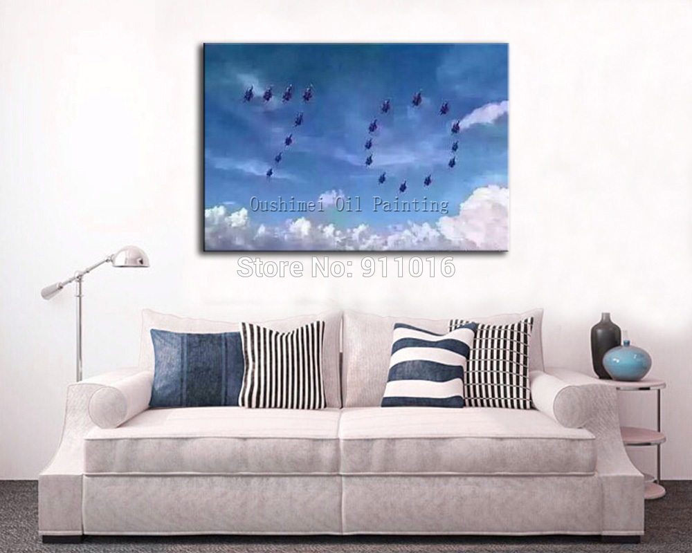 hand painted modern wall painting new picture on canvas sky landscape paintings plane view home decor oil painting