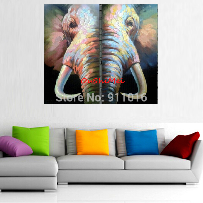 hand painted oil painting high q. elephant animal modern paintings hang painting for living room decor wall pictures horse craft