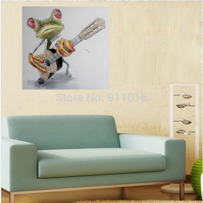 hand-painted oil painting on canvas painted home decor animals guitar frog pictures for living room abstract musicpainting art