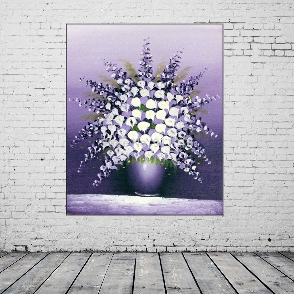 oil paintings handmade canvas modern knife purple flower painting acrylic paintings hang pictures abstract home decor picture