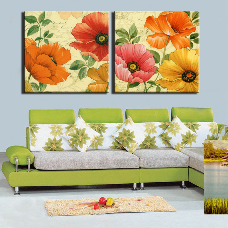 2 piece sell modern wall painting pink orchid home decoration flowers art picture paint on canvas prints