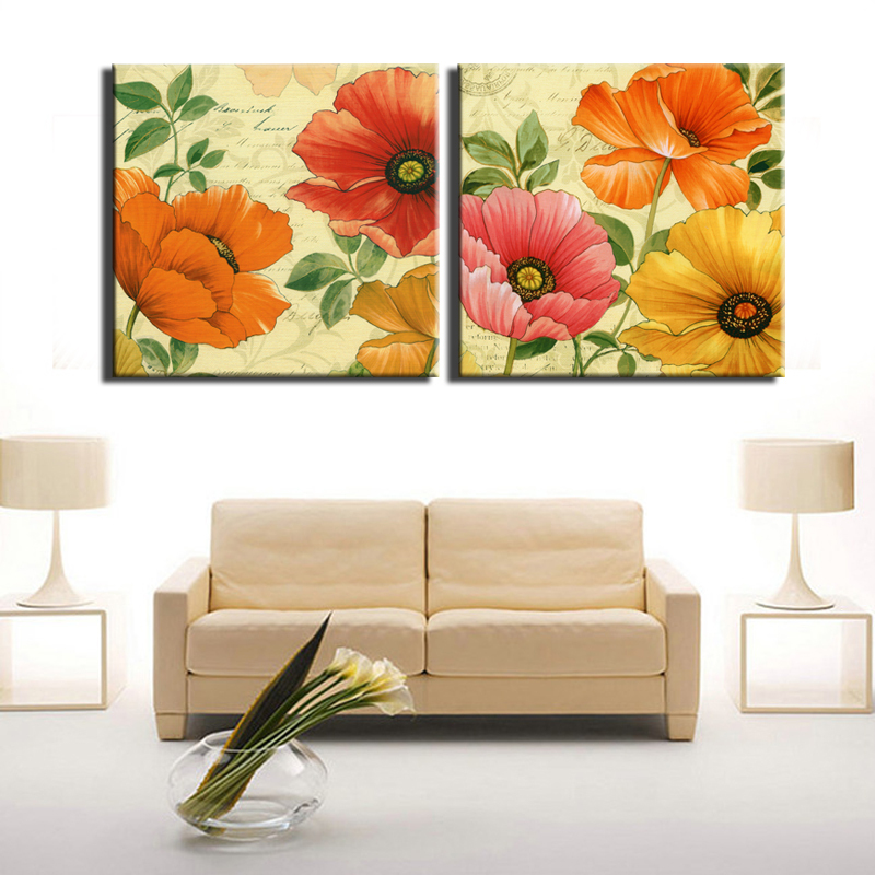 2 piece sell modern wall painting pink orchid home decoration flowers art picture paint on canvas prints