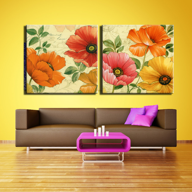 2 piece sell modern wall painting pink orchid home decoration flowers art picture paint on canvas prints