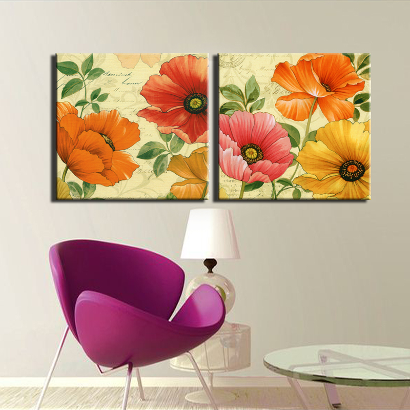 2 piece sell modern wall painting pink orchid home decoration flowers art picture paint on canvas prints