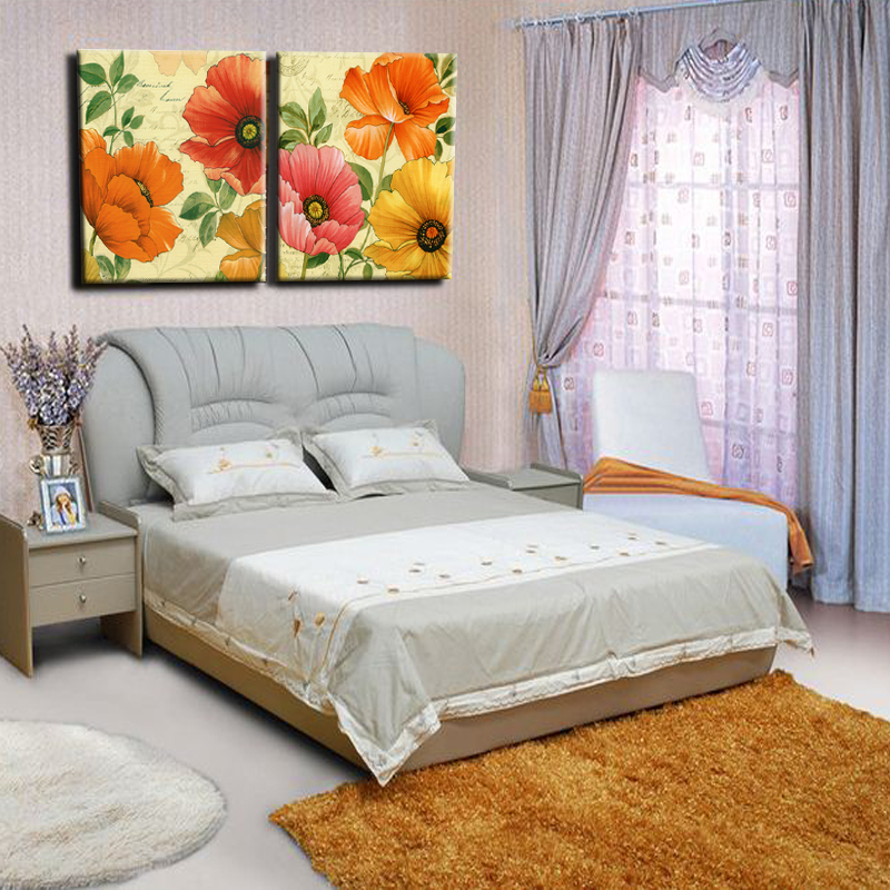 2 piece sell modern wall painting pink orchid home decoration flowers art picture paint on canvas prints