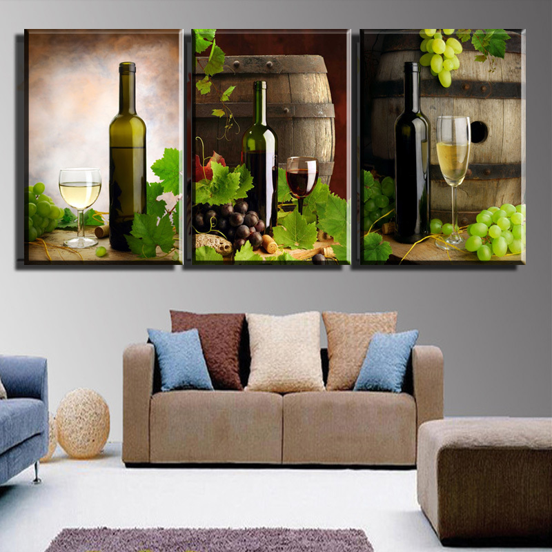 2015 new3 piece sell modern wall wine art family paintings home decorative art picture paint on canvas prints